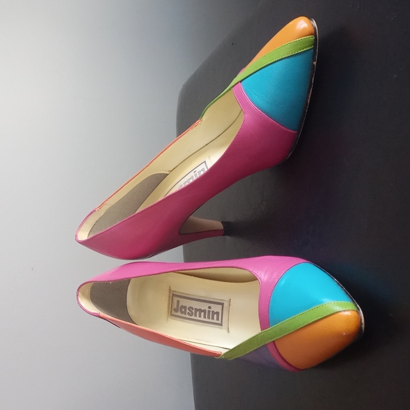 Jasmin Shoes - Jasmin Leather Vintage Colour Block Shoes